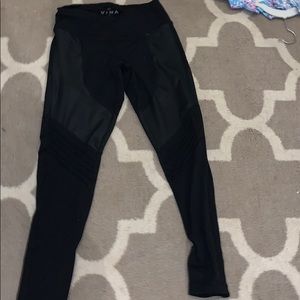 Vina black leggings with leather